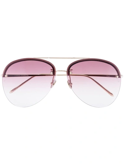Linda Farrow 18kt Gold-plated Dee Aviator Sunglasses In Brown