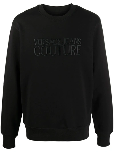 Versace Jeans Couture Embroidered Logo Sweatshirt In Black