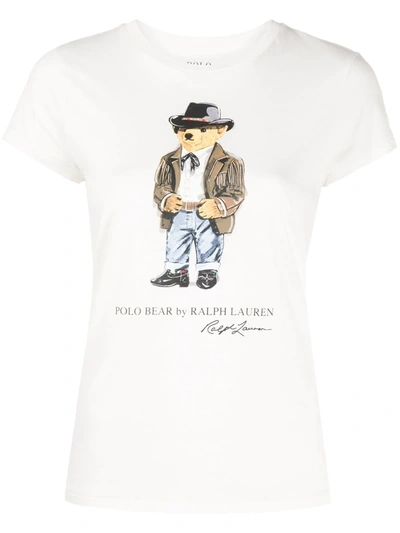 Polo Ralph Lauren Bear Print T-shirt In White