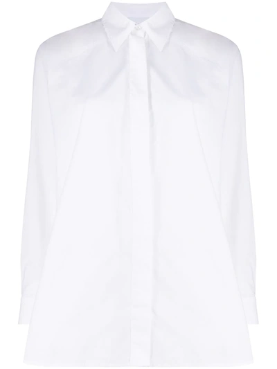Ganni Long-sleeve Buttoned Shirt In White