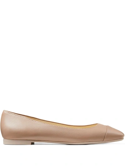 Jimmy Choo Gloris Square-toe Leather Ballet Flats In Pink