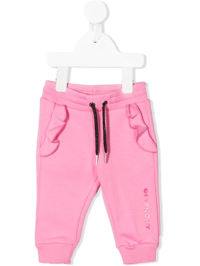 Givenchy Babies' Ruffle-trim Drawstring Trousers In Albicocca