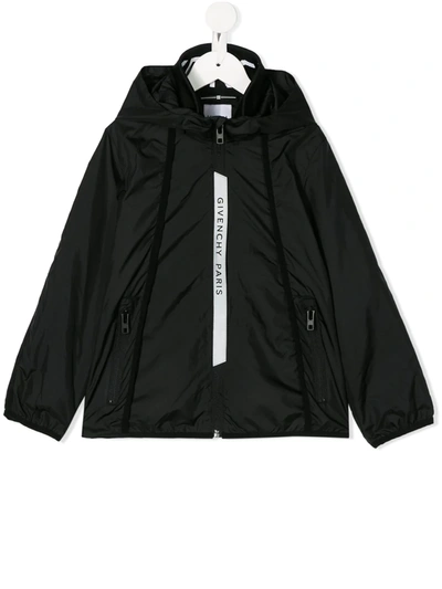 Givenchy Kids Waterproof Jacket In Nero