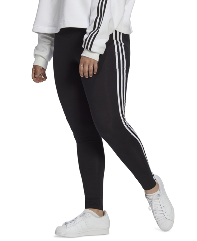 Adidas Originals Adidas Essentials Plus Size 3-stripe Tapered Pants In Black/white