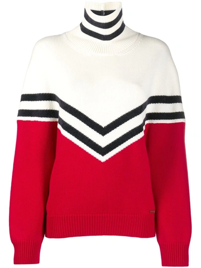 Dsquared2 Colour Block Roll Neck Jumper In Red