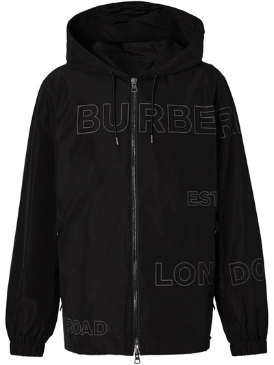 Burberry Stretton - Horseferry Print Shape-memory Taffeta Hooded Jacket In Black