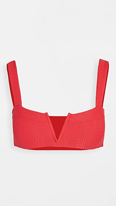 L*space Lee Lee Ribbed Bikini Top In Red