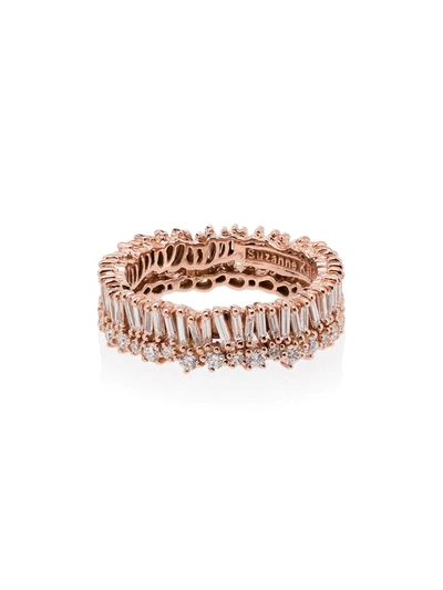 Suzanne Kalan Short Stack 18kt Rose Gold Diamond Eternity Ring In Metallic