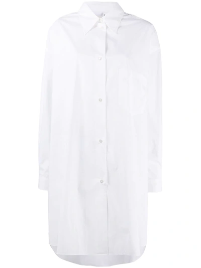 Mm6 Maison Margiela Button-up Shirt Dress In White