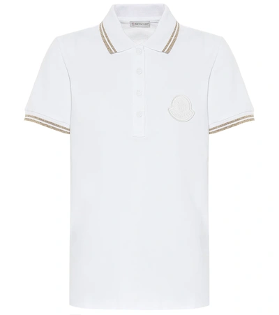 Moncler Logo-patch Cotton Polo Shirt In White