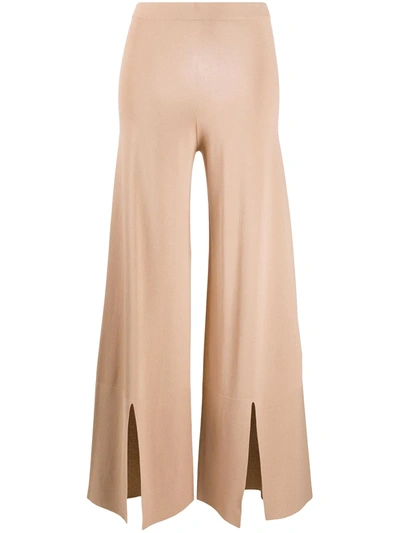 D-exterior Slit Details Knitted Trousers In Brown