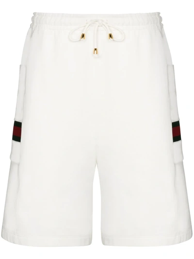 Gucci Web Stripe Cotton Track Shorts In White