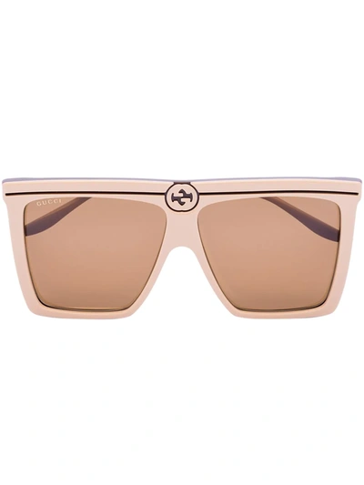 Gucci Neutral Oversized Sunglasses In Neutrals