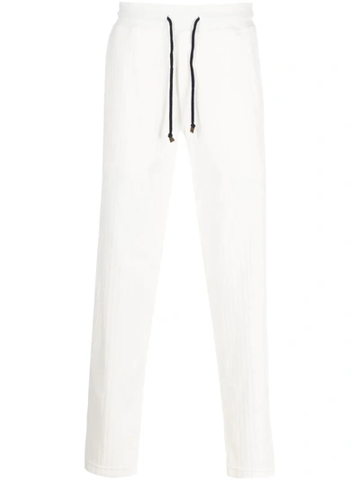 Brunello Cucinelli Ribbed Track Trousers In White