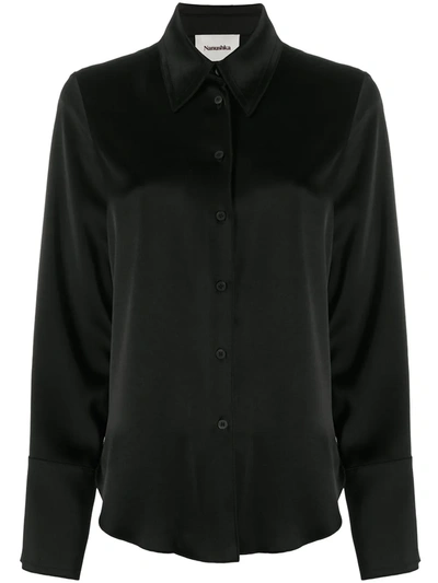 Nanushka + Net Sustain Mandine Satin Shirt In Black