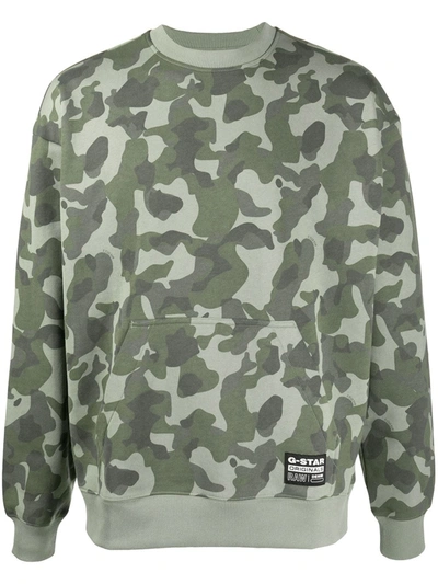 G-star Raw Brush Camouflage Jumper In Green