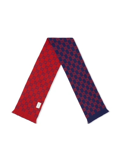 Gucci Kids' Gg Supreme Scarf In Blue