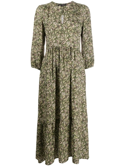 Luisa Cerano Floral Print Dress In Green
