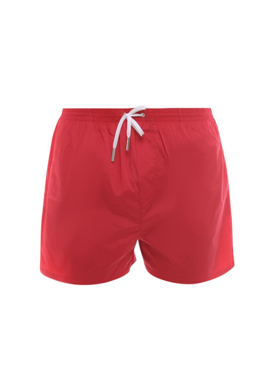 Dsquared2 Monogram Drawstring-waist Swim Shorts In Red