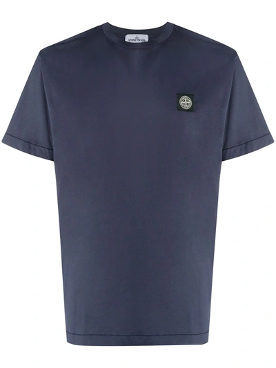 Stone Island Logo Patch T-shirt In Blue