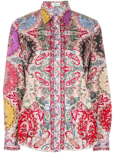 Etro Paisley Print Slim-fit Shirt In Red