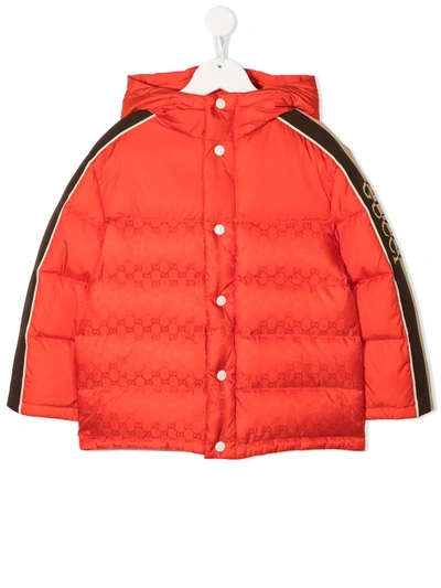Gucci Kids' Gg Supreme Padded Jacket In Orange
