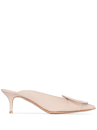 Gianvito Rossi Neutral Ruby 85 Patent Leather Mules In Neutrals