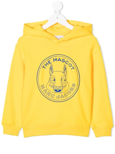 Marc Jacobs Kids' The Mascot-embroidered Cotton Hoodie In Yellow