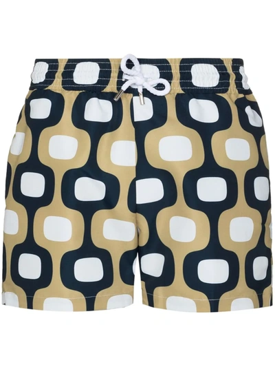 Frescobol Carioca Ipanema Mid-length Printed Swim Shorts In Yellow