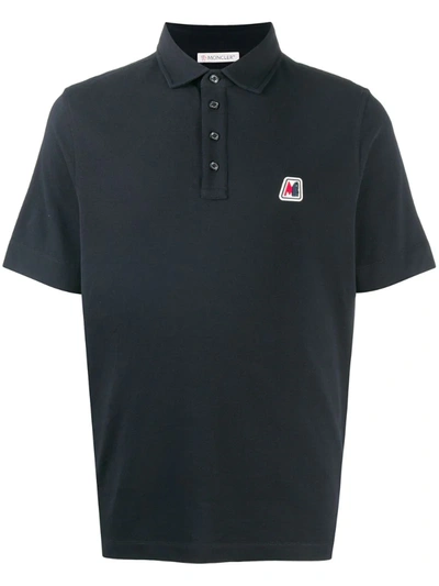 Moncler Slim-fit Logo-appliquéd Cotton-piqué Polo Shirt In Navy