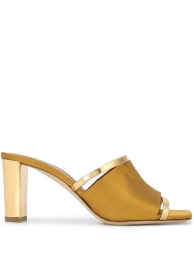 Malone Souliers Demi 70mm Metallic-trimmed Mules In Gold