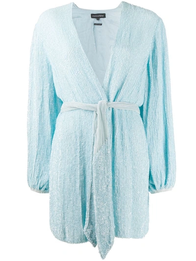 Retroféte Sequinned Wrap Dress In Blue
