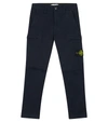 Stone Island Junior Teen Logo-patch Cargo Trousers In Blu