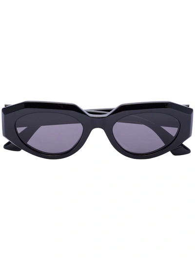 Bottega Veneta Black Facet Oval Sunglasses