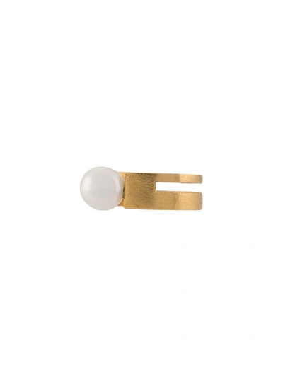 Hsu Jewellery Two-bar Faux-pearl Ear Cuff In Gold