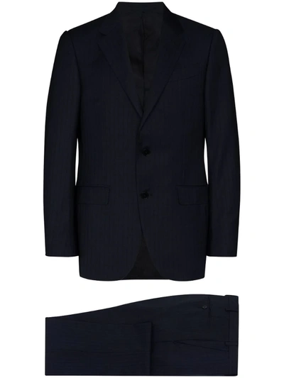 Ermenegildo Zegna Milano Tonal Stripe Two-piece Tailored Suit In Blue