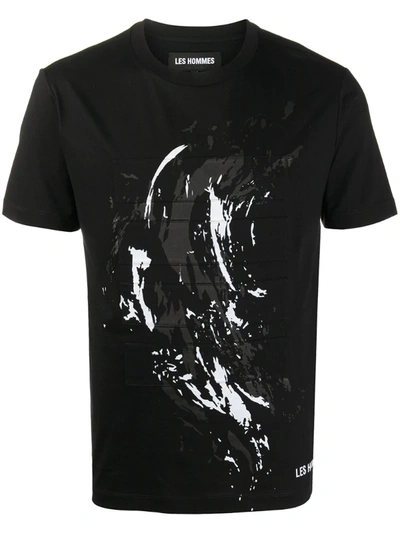 Les Hommes T-shirt Splash Print In Cotone Con Logo In Black