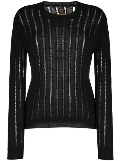 Uma Wang L/s Knit Ribbed Oversized Jumper In Black