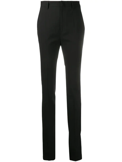 Red Valentino Slim Fit Tie-cuffs Cropped Trousers In Black