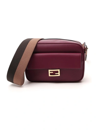 Fendi Burgundy Leather Cross-body Bag In Barolo + Os