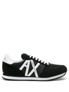 Armani Exchange Faux Suede & Mesh Running Sneakers In Black