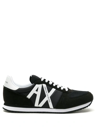 Armani Exchange Faux Suede & Mesh Running Trainers In Black