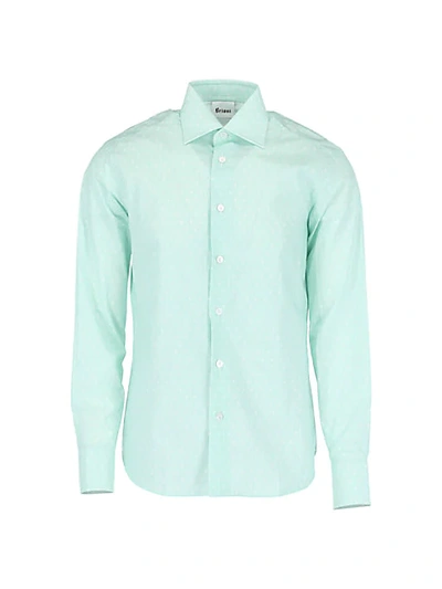 Brioni Regular-fit Patterned Cotton Sport Shirt In Aqua White
