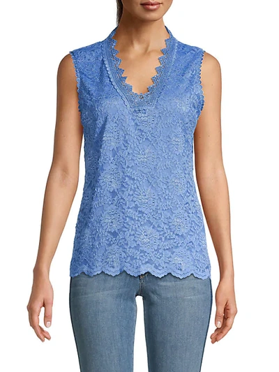 Karl Lagerfeld Lace V-neck Tank In Provence