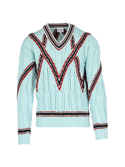 Brioni Cable-knit Wool Sweater In Aqua Red