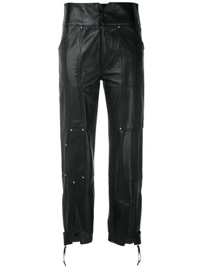 Andrea Bogosian Leather Rich Cropped Trousers In Black