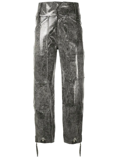 Andrea Bogosian Leather Rich Cropped Trousers In Grey
