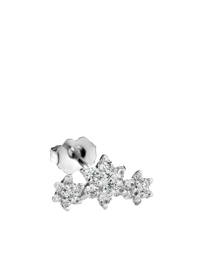 Maria Tash 18kt White Gold Three Diamond Flower Garland Stud Earring
