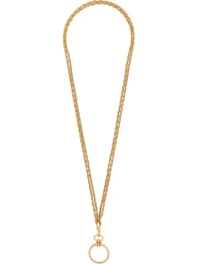 Pre-owned Chanel 1982 Loupe Long Necklace In Gold