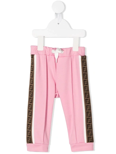 Fendi Babies' Ff Trim Track Pants In Pink